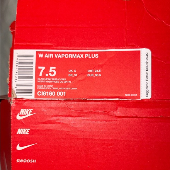 Nike Vapormax Plus size 7.5 Black and Pink - Picture 6 of 6